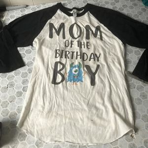 American Apparel XS Mom of the Birthday Boy Monster 3/4 Sleeve T